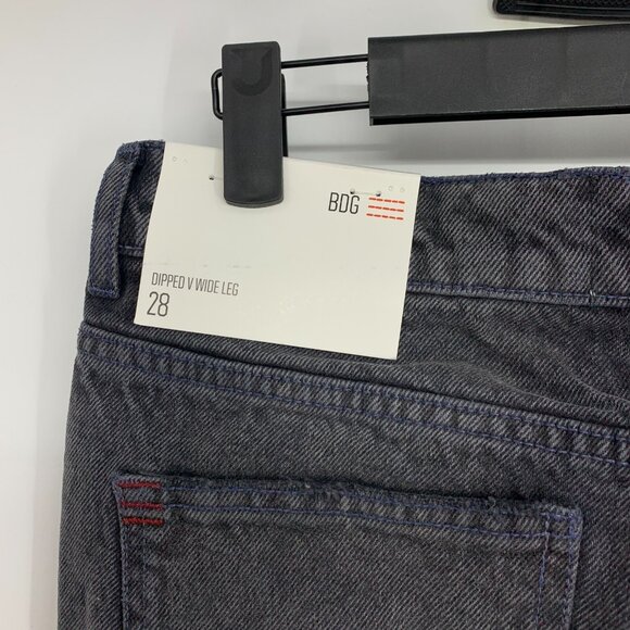 BDG Jeans Dipped V Wide Leg Denim Black Gray Cotton Urban NWT - Picture 10 of 13